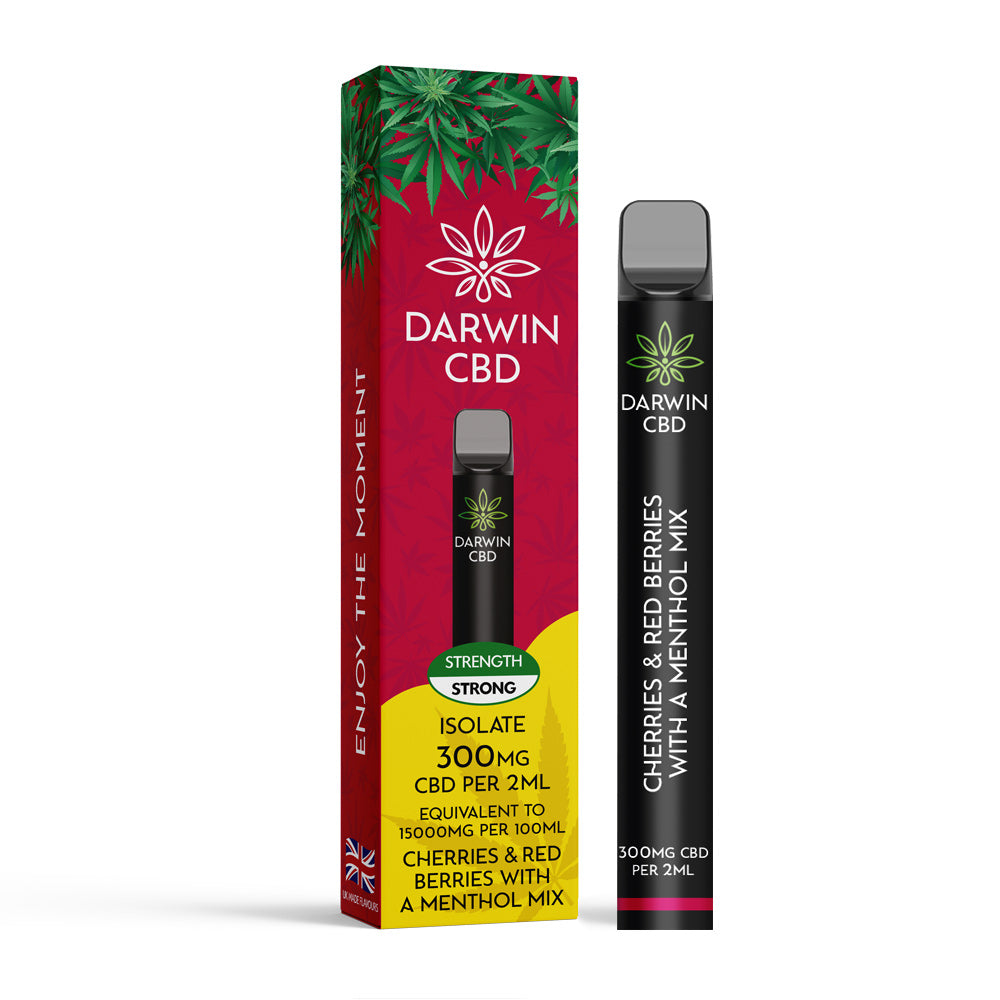 DARWIN CBD ISOLATE 300MG DISPOSABLE – CHERRIES & RED BERRIES WITH A MENTHOL MIX