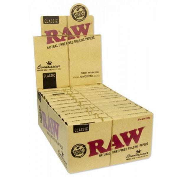 RAW CLASSIC CONNOISSEUR KING SIZE SLIM + PREROLLED TIPS (24)
