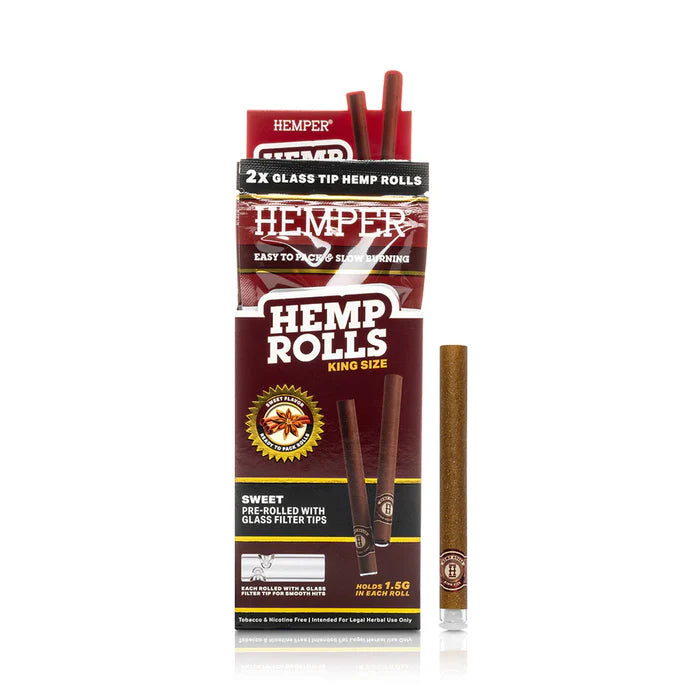 Pre-Rolled King Size Glass Tipped Hemp Rolls
