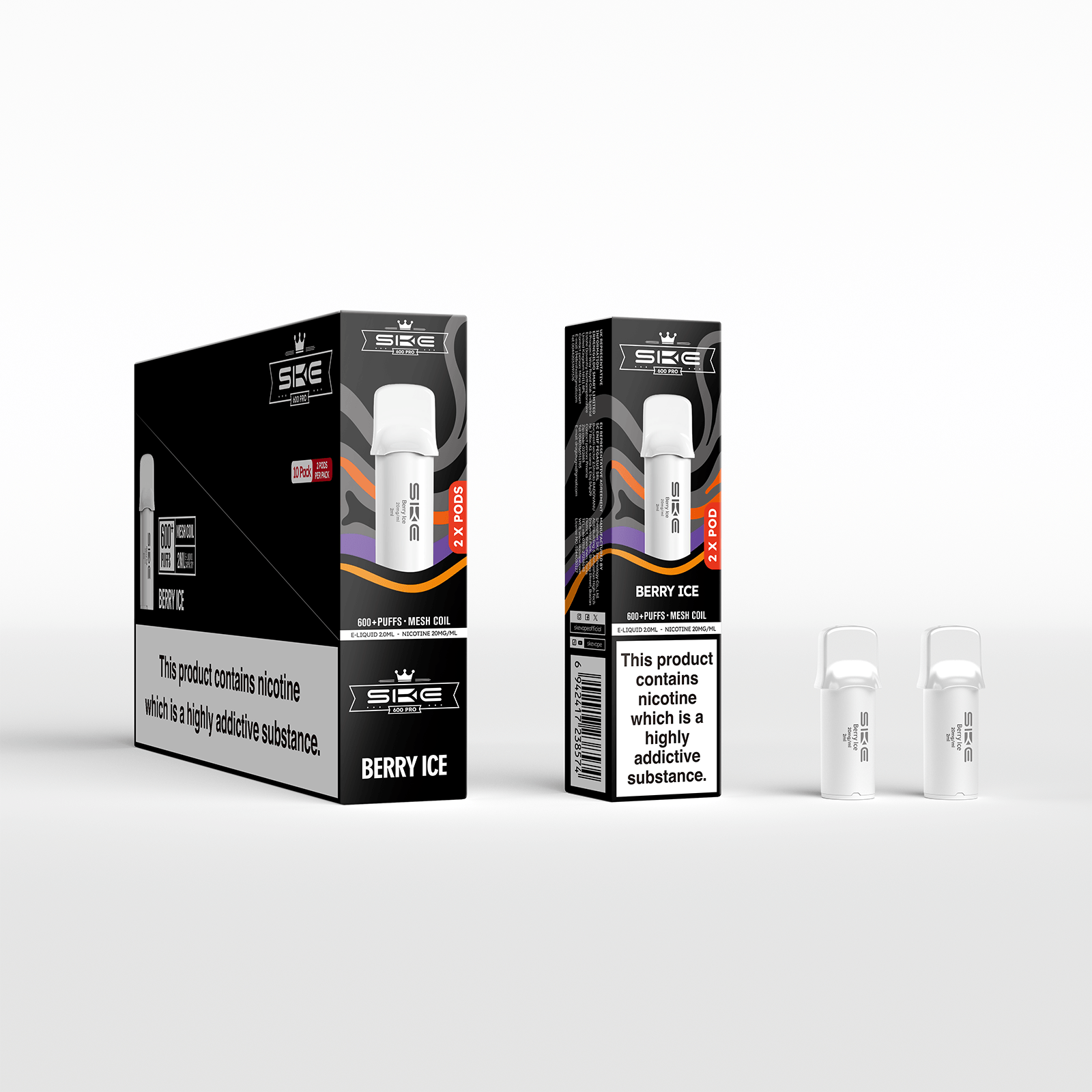 SKE 600 REFILL POD 2 PACK BERRY ICE (10)