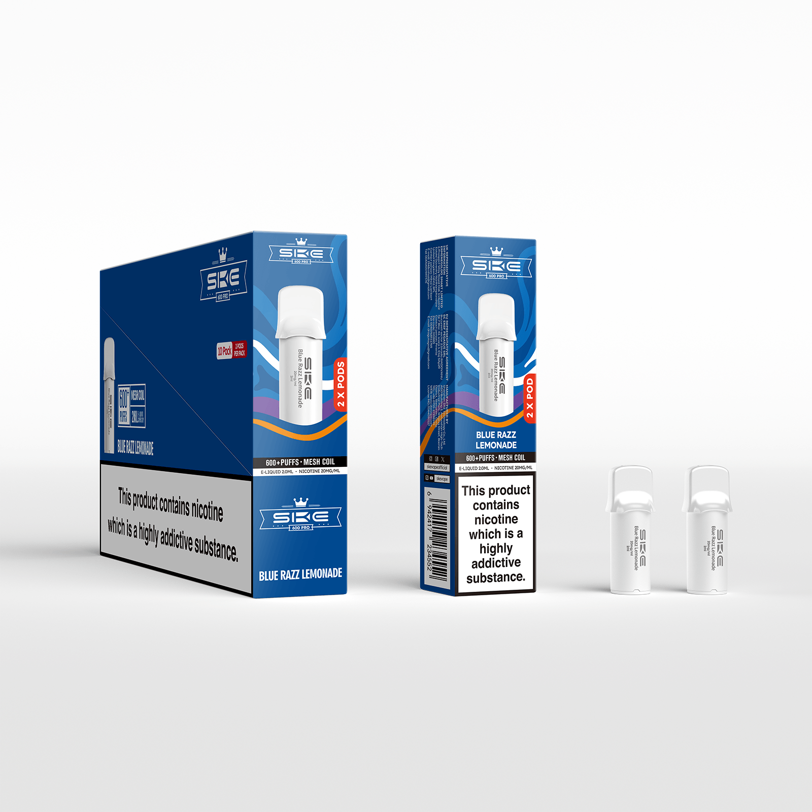 SKE 600 REFILL POD 2 PACK BLUE RAZZ LEMONADE (10)