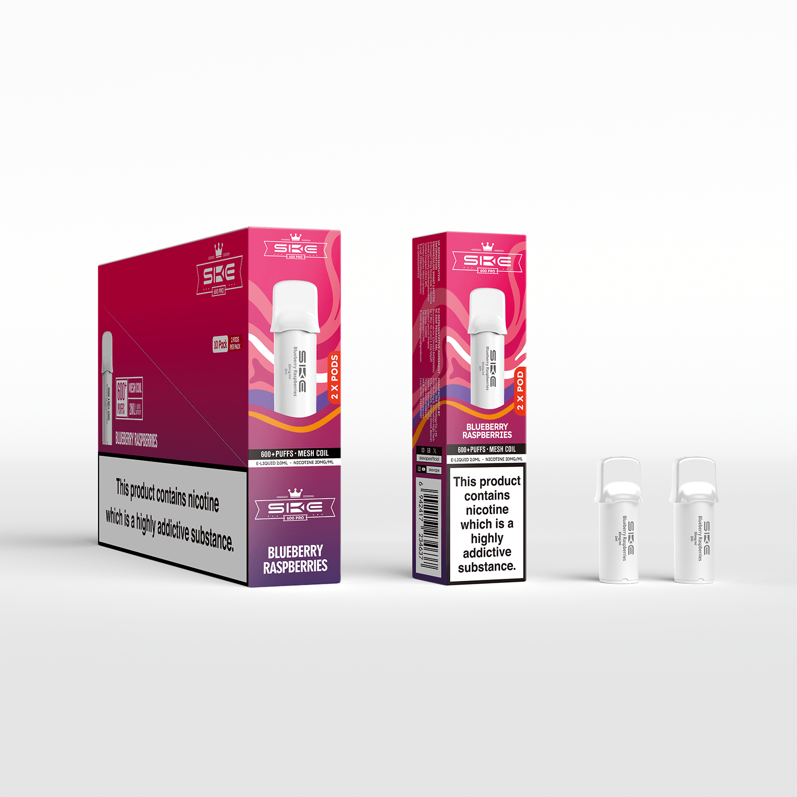 SKE 600 REFILL POD 2 PACK BLUEBERRY RASPBERRIES (10)