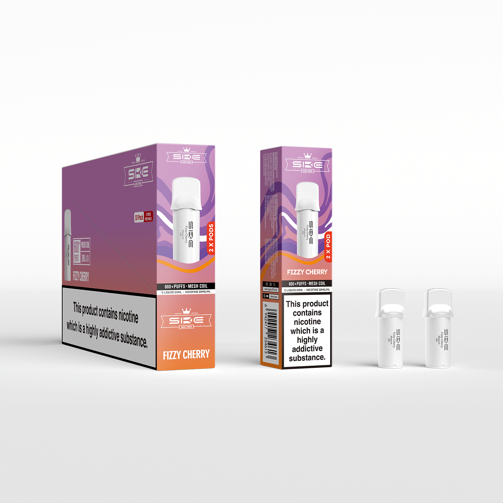 SKE 600 REFILL POD 2 PACK FIZZY CHERRY (10)