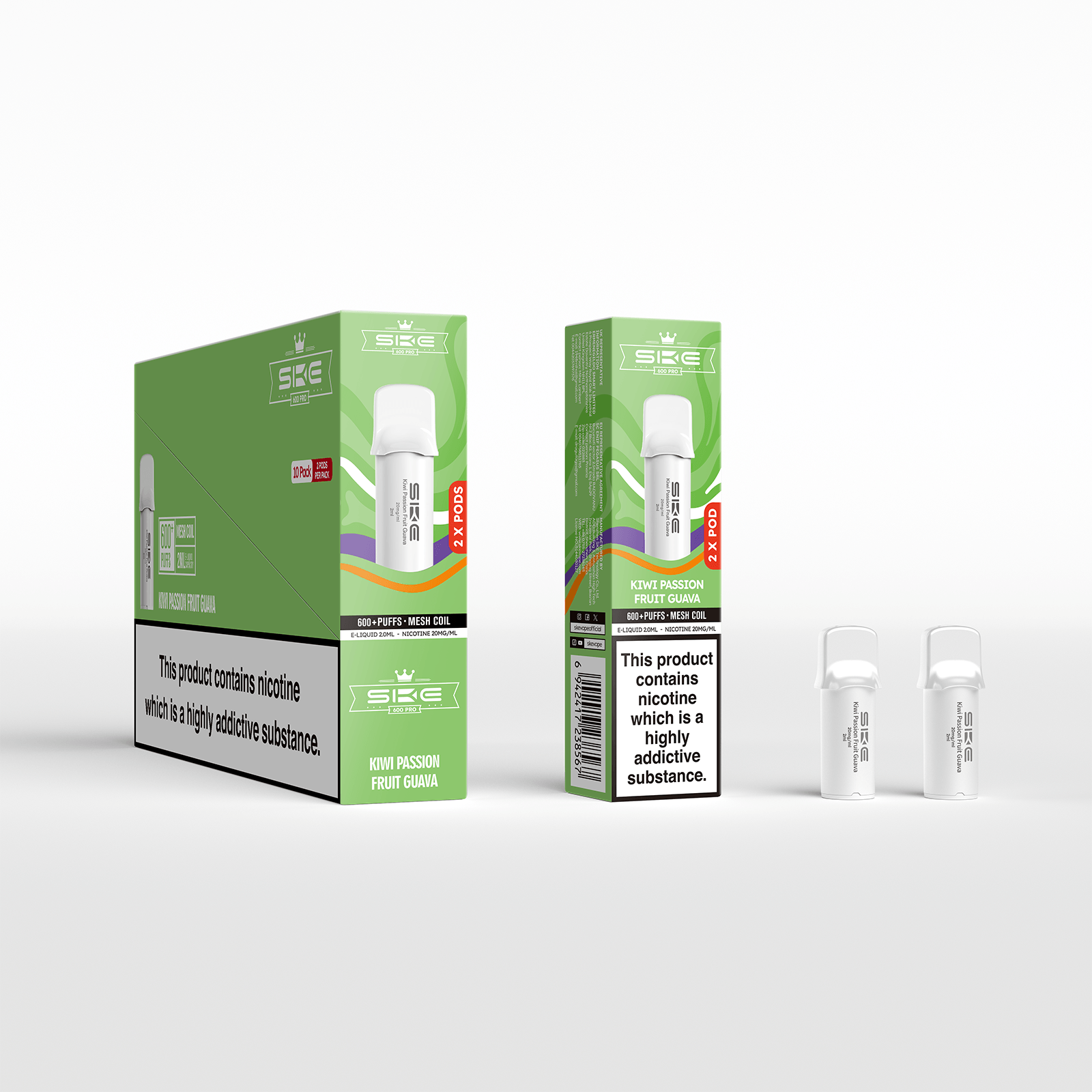 SKE 600 REFILL POD 2 PACK KIWI PASSIONFRUIT GUAVA (10)
