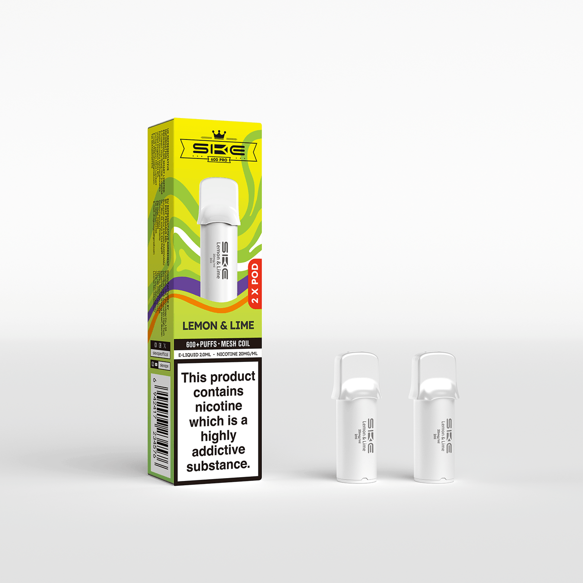 SKE 600 PRO REFILL POD 2 PACK LEMON & LIME (10)