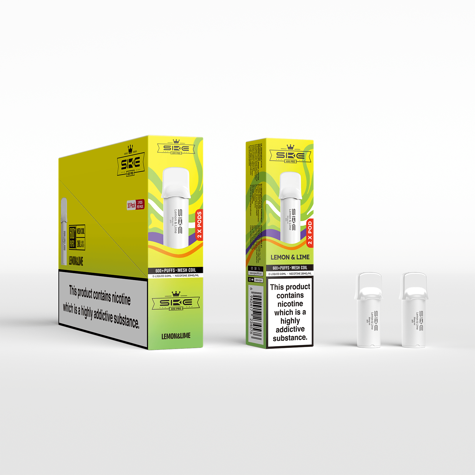 SKE 600 PRO REFILL POD 2 PACK LEMON & LIME (10)