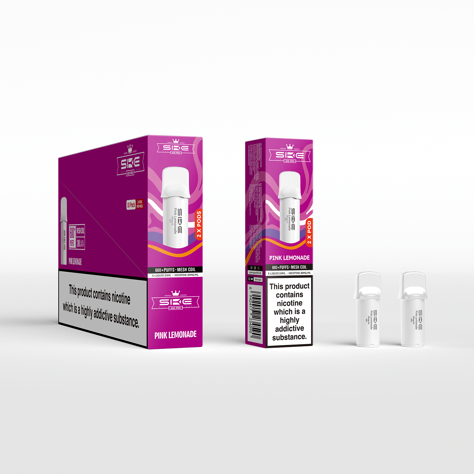 SKE 600 REFILL POD 2 PACK PINK LEMONADE (10)