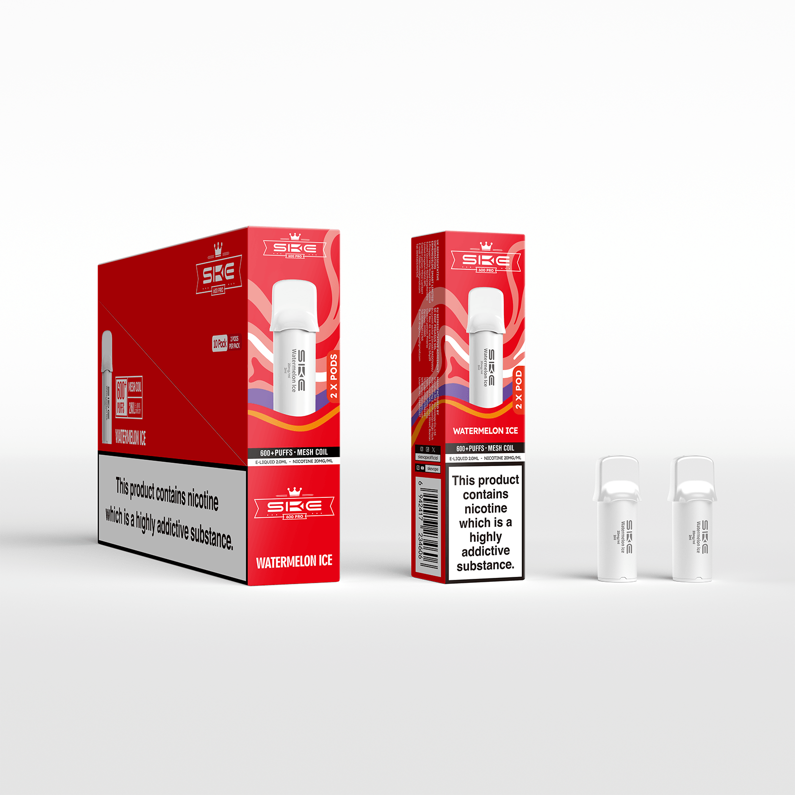 SKE 600 REFILL POD  2 PACK WATERMELON ICE (10)