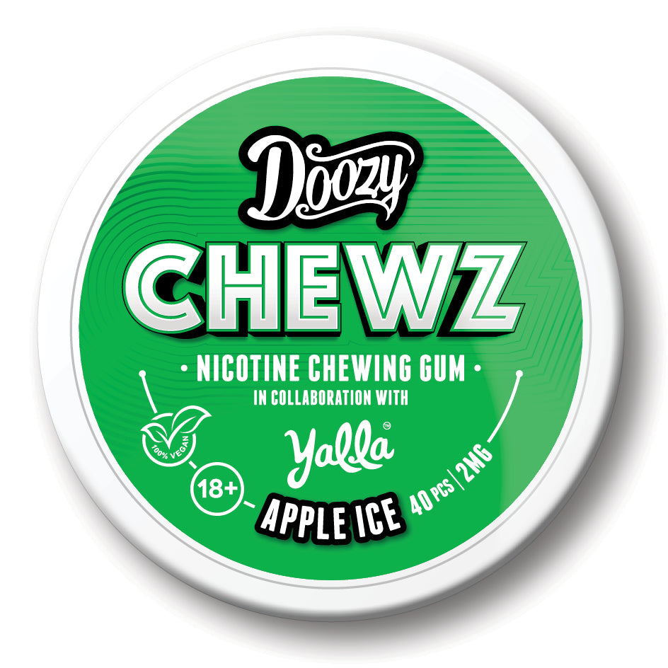 DOOZY CHEWZ NICOTINE CHEWING GUM APPLE ICE (10)