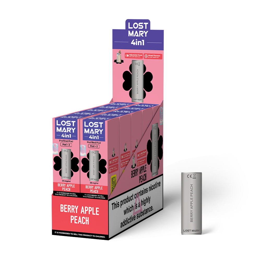 LOST MARY 4in1 PREFILLED PODS 2 PACK BERRY APPLE PEACH (10)