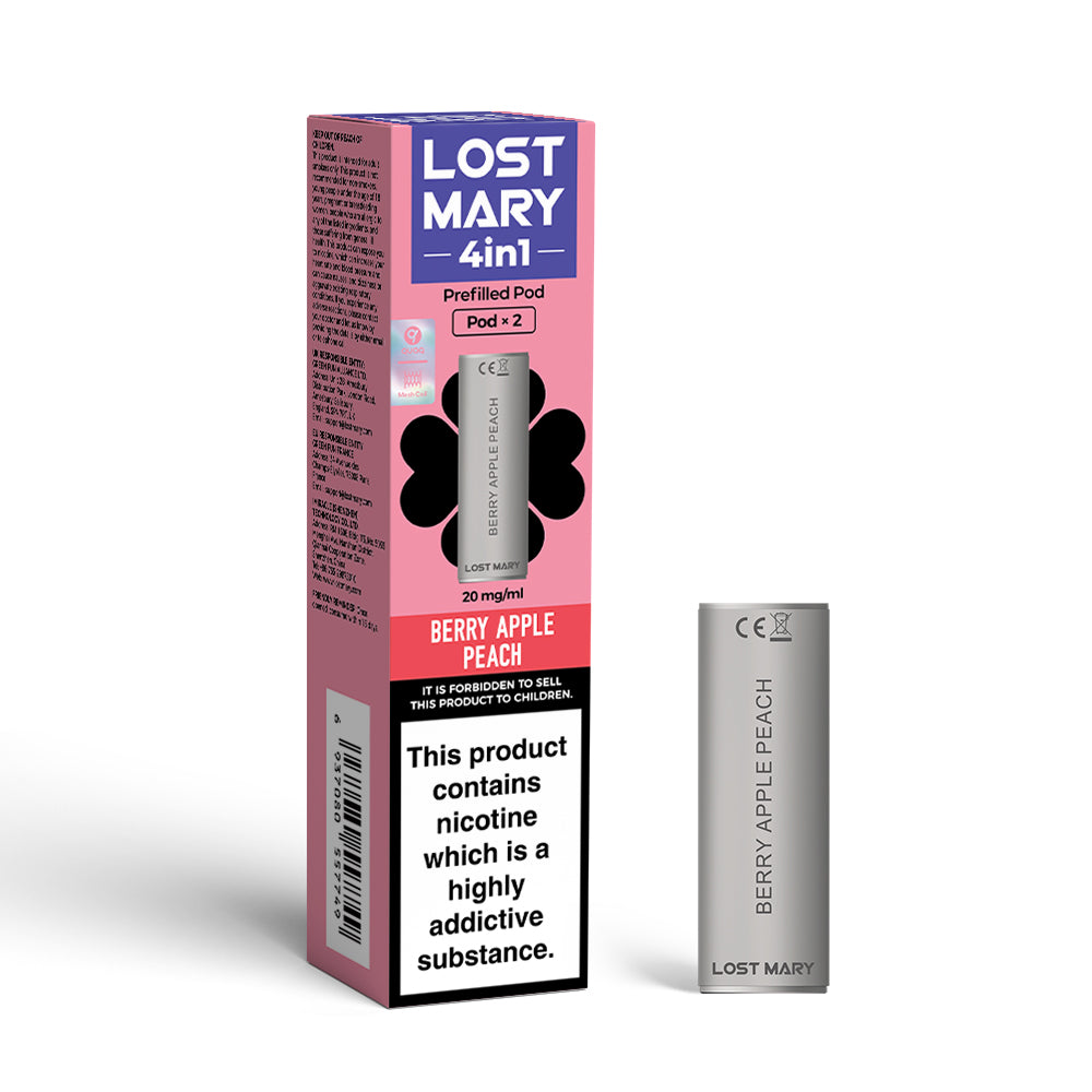 LOST MARY 4in1 PREFILLED PODS 2 PACK BERRY APPLE PEACH (10)