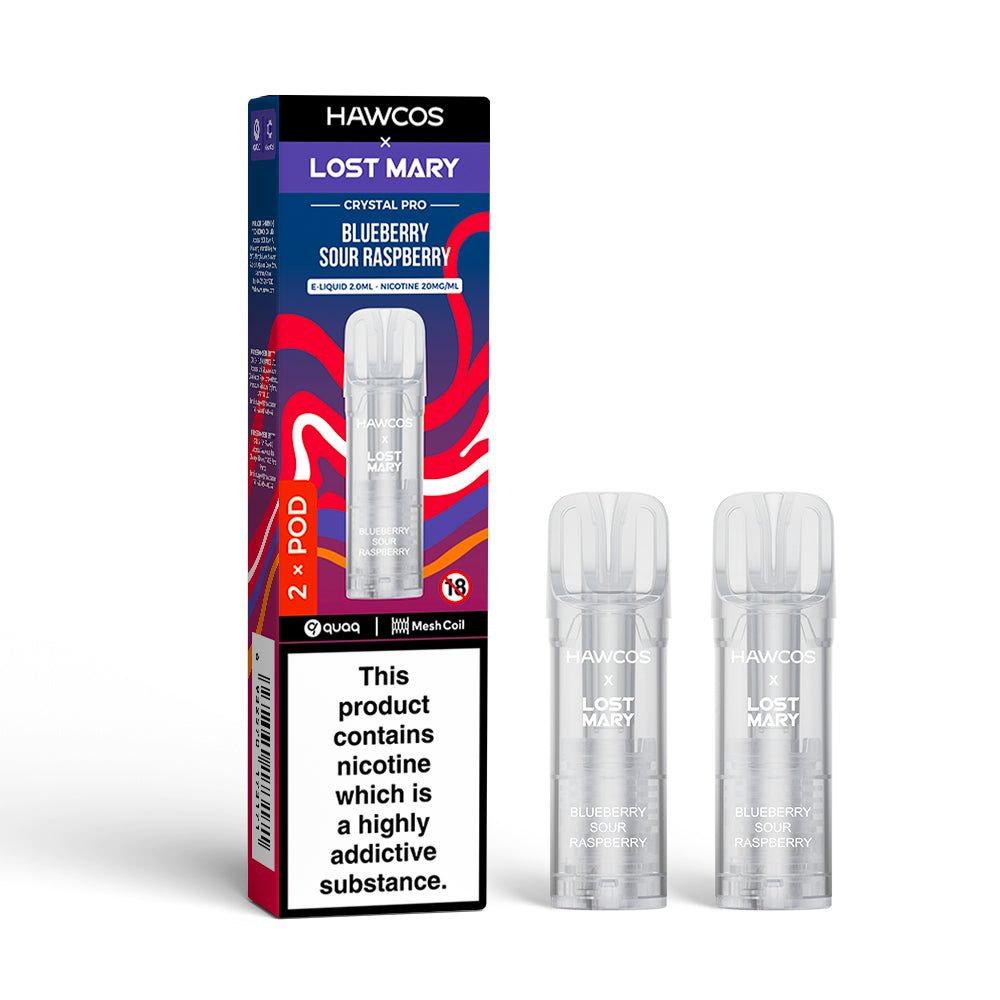 HAWCOS x LOST MARY HX600 2PK POD BLUEBERRY SOUR RASPBERRY (10)