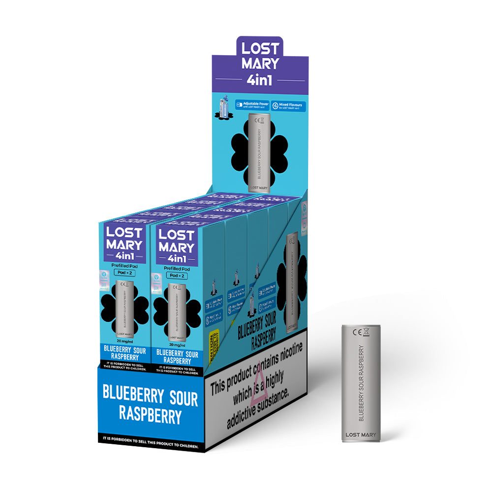 LOST MARY 4in1 PREFILLED PODS 2 PACK BLUEBERRY SOUR RASPBERRY(10)