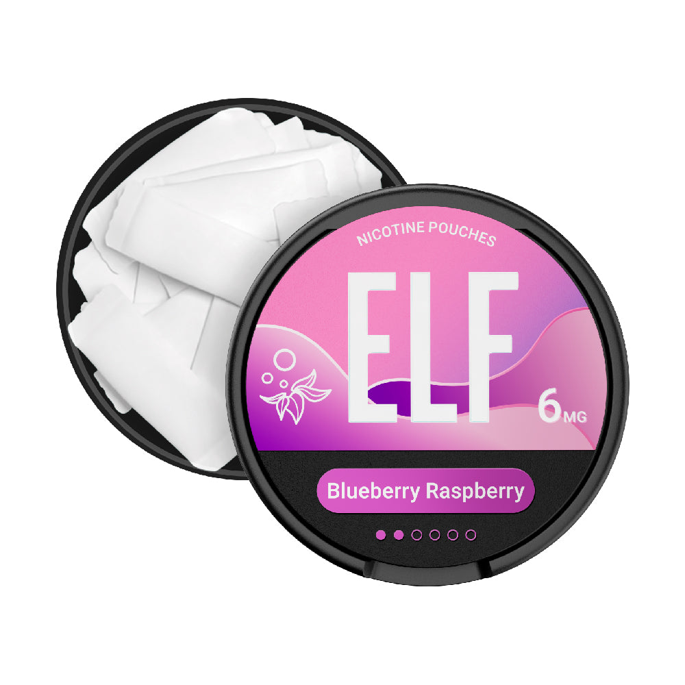 ELF 6MG NICOTINE POUCHES BLUEBERRY RASPBERRY (10)