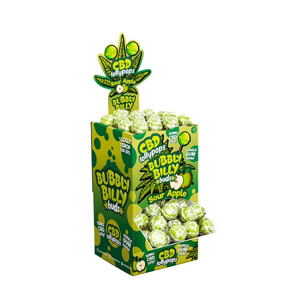 MULTITRANCE BUBBLY BILLY BUDS 10MG CBD LOLLIES SOUR APPLE (100)