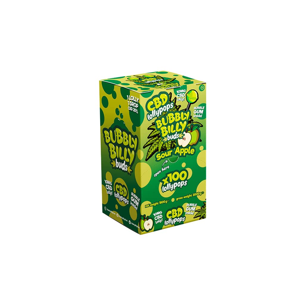 MULTITRANCE BUBBLY BILLY BUDS 10MG CBD LOLLIES SOUR APPLE (100)