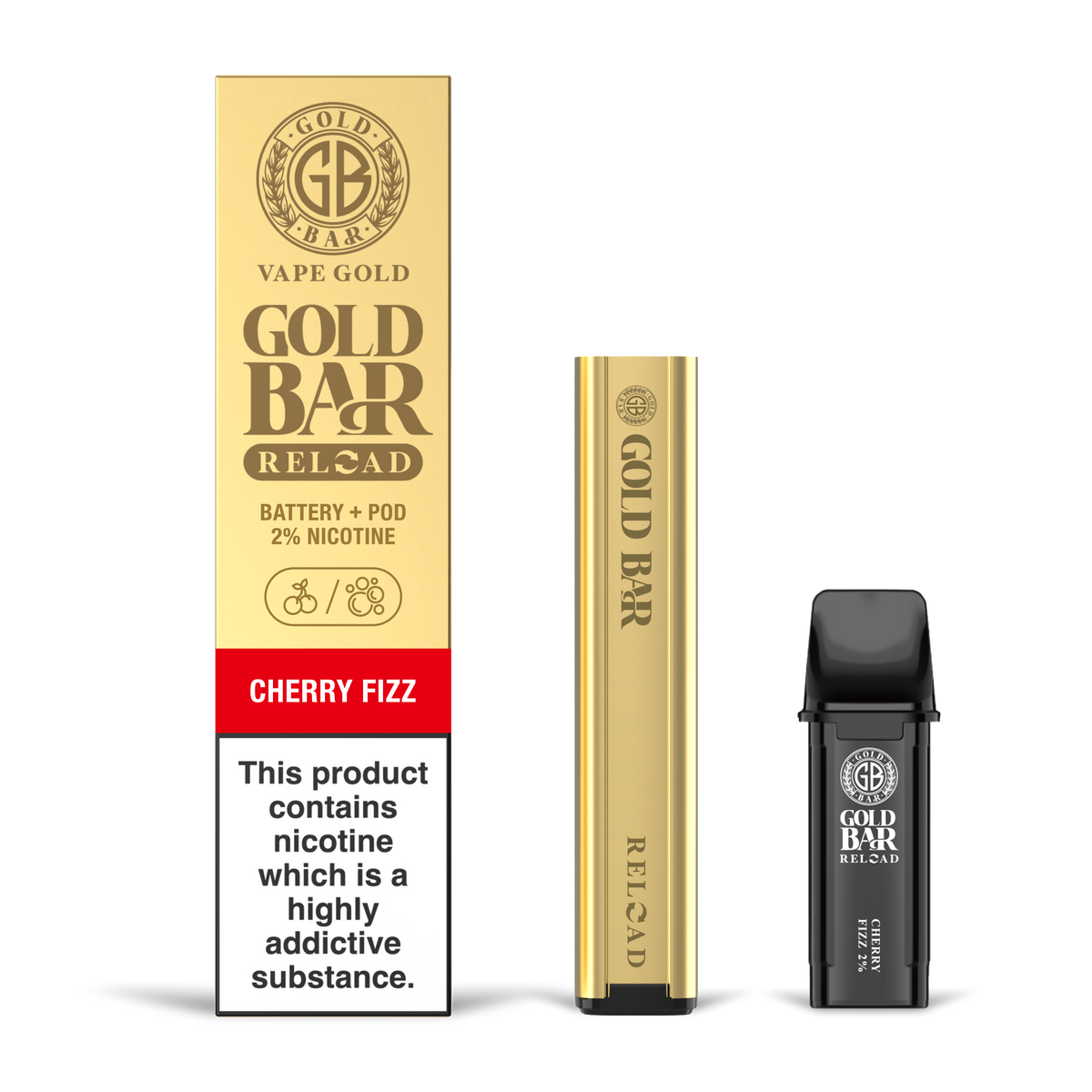 GOLD BAR RELOAD BATTERY + POD CHERRY FIZZ (10)