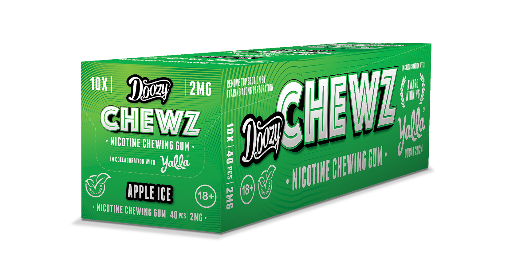 DOOZY CHEWZ NICOTINE CHEWING GUM APPLE ICE (10)