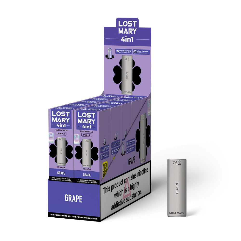 LOST MARY 4in1 PREFILLED PODS 2 PACK GRAPE (10)