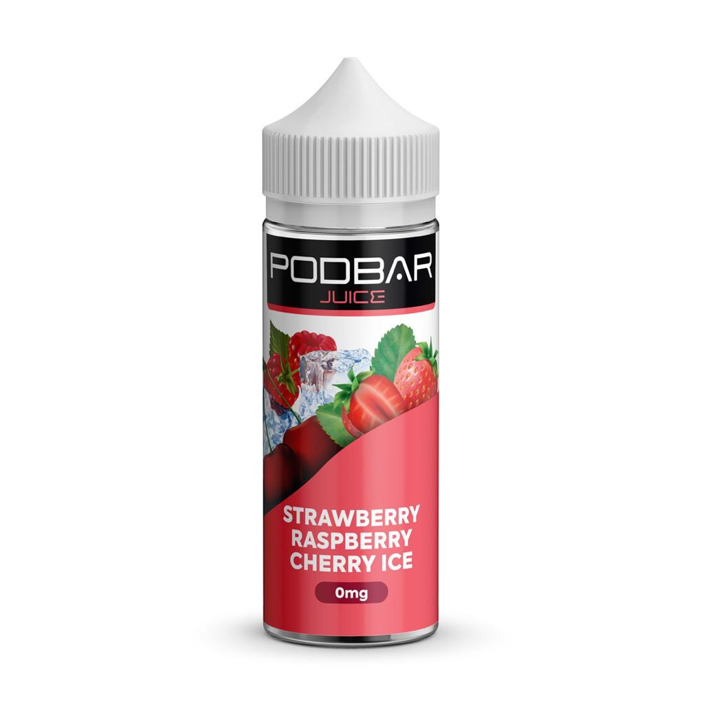 KINGSTON PODBAR JUICE 100ML SHORTFILL STRAWBERRY RASPBERRY CHERRY ICE