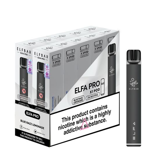 ELFA PRO STARTER KIT BLACK + BLUE RAZZ LEMONADE (10) CLYDE IMPORTERS (SCOTLAND) LTD ELFA PRO STARTER KIT BLACK + BLUE RAZZ LEMONADE (10) CLYDE IMPORTERS (SCOTLAND) LTD