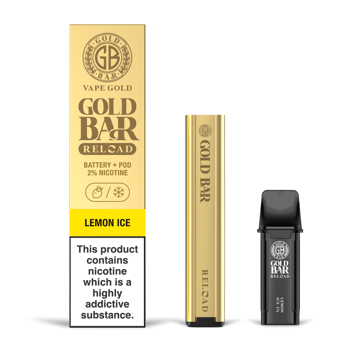 GOLD BAR RELOAD BATTERY + POD LEMON ICE (10)