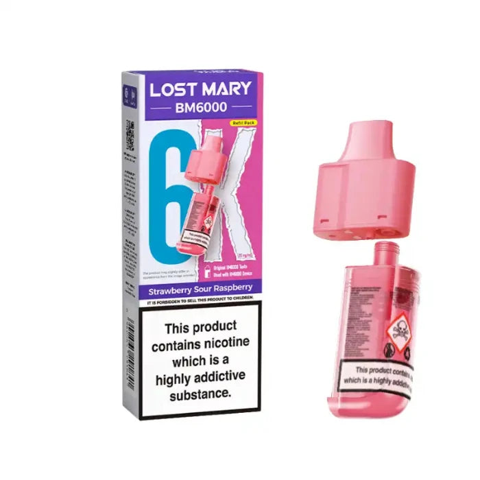 LOST MARY BM6000 POD STRAWBERRY SOUR RASPBERRY (5)