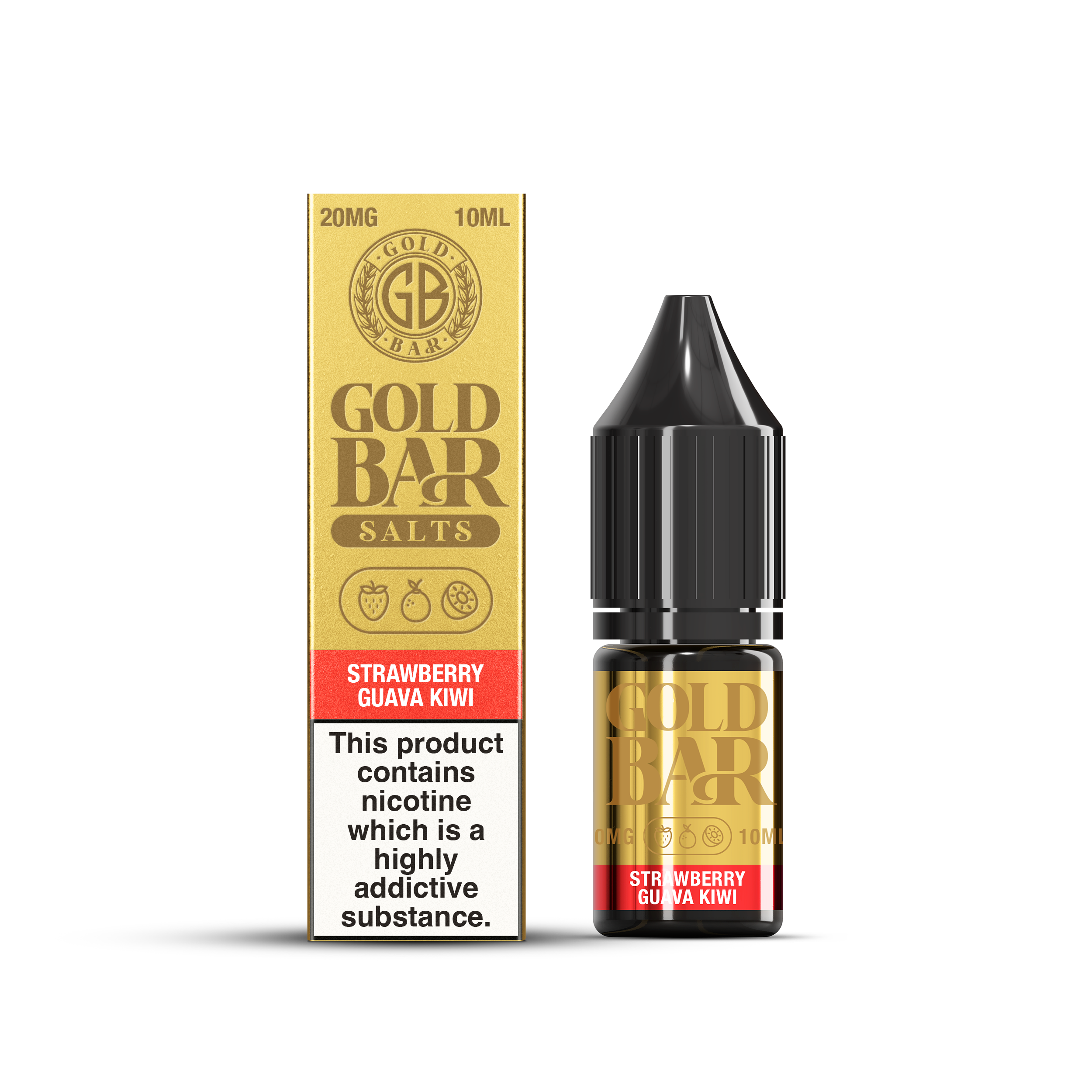 GOLD BAR SALTS 10ML STRAWBERRY GUAVA KIWI (10)