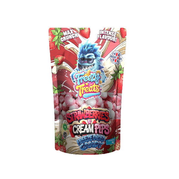FREEZY TREATS FREEZE DRIED CANDY STRAWBERRIES & CREAM PIPS (12)