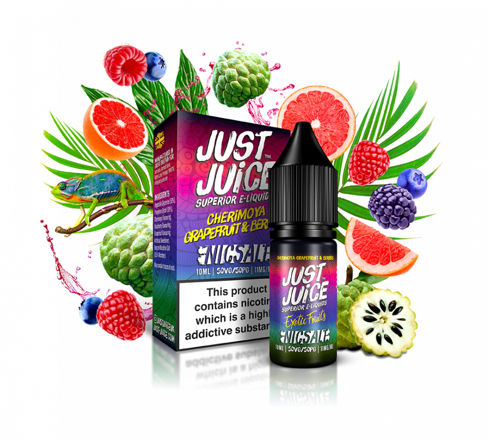 JUST JUICE EXOTIC FRUITS 10ML NIC SALT CHERIMOYA, GRAPEFRUIT & BERRIES (5)