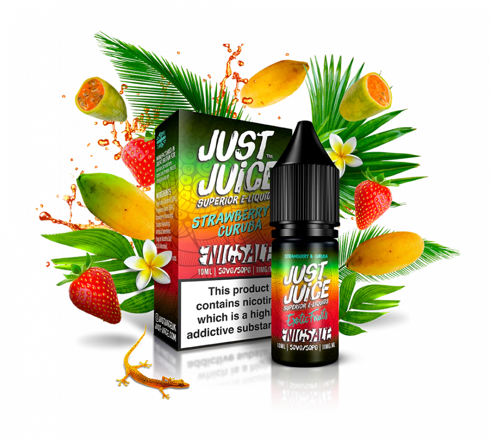 JUST JUICE EXOTIC FRUITS 10ML NIC SALT STRAWBERRY & CURUBA (5)