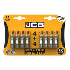 JCB AA SUPER ALKALINE BATTERIES - PACK OF 4+4 (12)