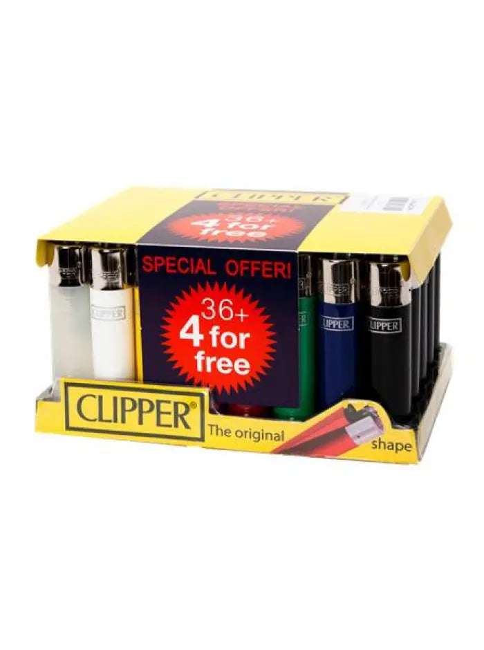 CLIPPER PROMO LIGHTER LARGE SOLID COLOURS 36 PACK + 4 FREE