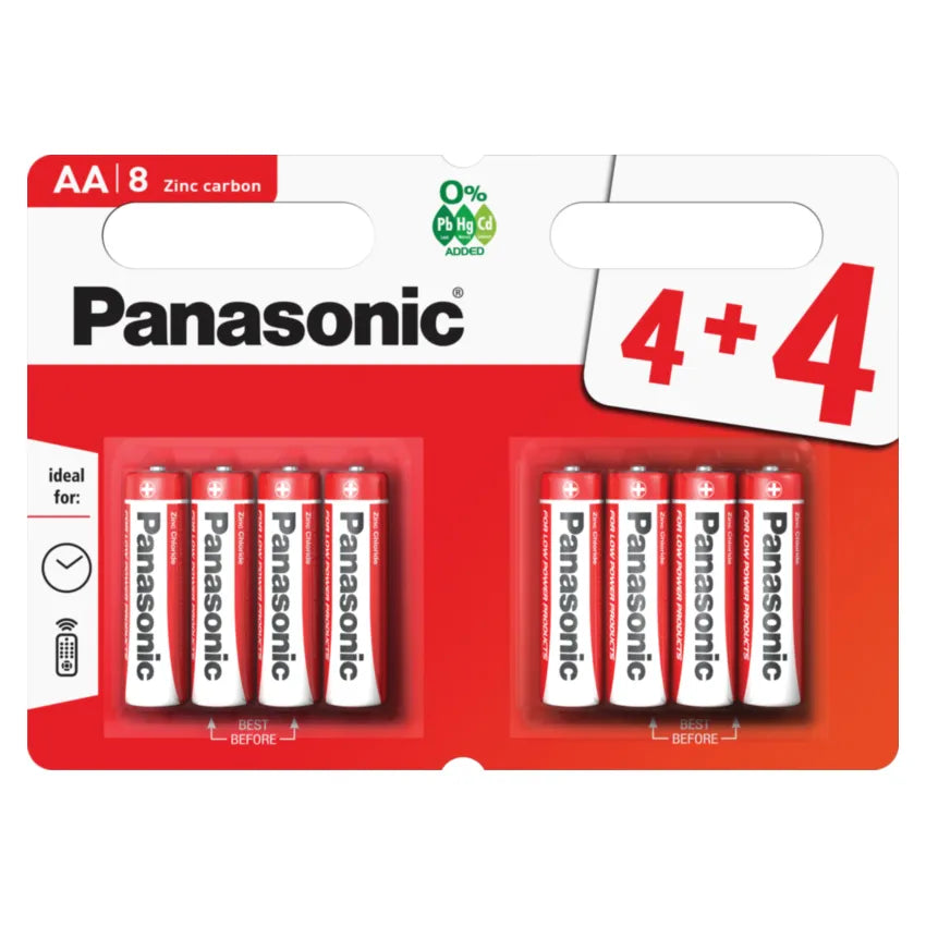 PANASONIC AA ZINC RED - 4+4 PACK (20)