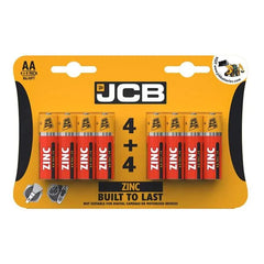 JCB AA ZINC BATTERIES - PACK OF 4+4 (12)