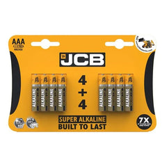 JCB AAA SUPER ALKALINE BATTERIES - PACK OF 4+4 (12)