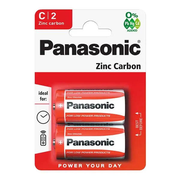 PANASONIC C SIZE ZINC - 2 PACK (12)