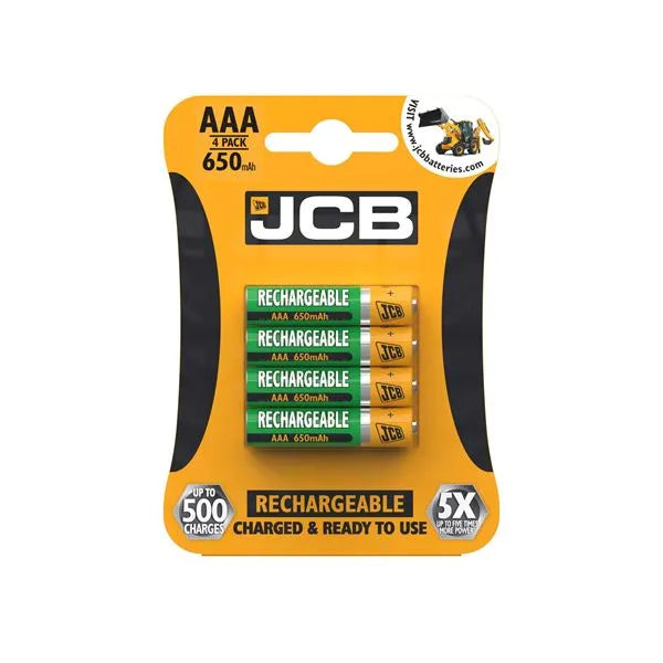 JCB SIZE AAA 650 mAh RECHARGABLE BATTERIES - PACK OF 4 (10)