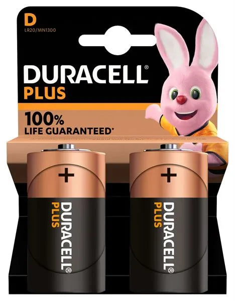 DURACELL SIZE D PLUS POWER +100%  - 2 PACK (10)