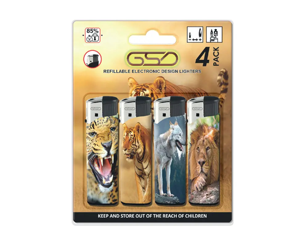 GSD LIGHTERS PACK ELECTRONIC ANIMALS 4’S – 12PK