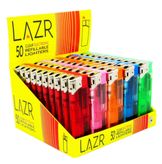 LAZR CLEAR ELECTRONIC REFILLABLE LIGHTERS (50)