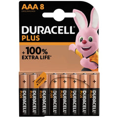 DURACELL PLUS 100% EXTRA LIFE ALKALINE AAA - 8 PACK (10)