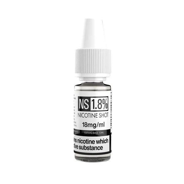 NICOTINE SHOT 10ML 18MG 100% VG BOX OF 100