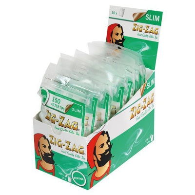 ZIG-ZAG MENTHOL SLIM FILTER TIPS 150 TIPS PER PACK. (10PK)